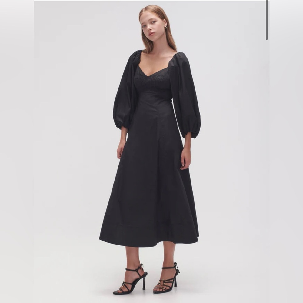 NWT Aje Hester Corsetted Black Midi Dress Sz AU 4/US 0